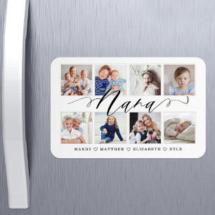 Modern Nana Script Grandchildren Photo Collage Magnet