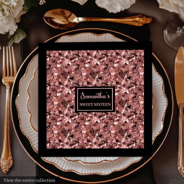 Modern Napkins Rose Gold and Black Metallic (Modern Napkins Rose Gold and Black Metallic)