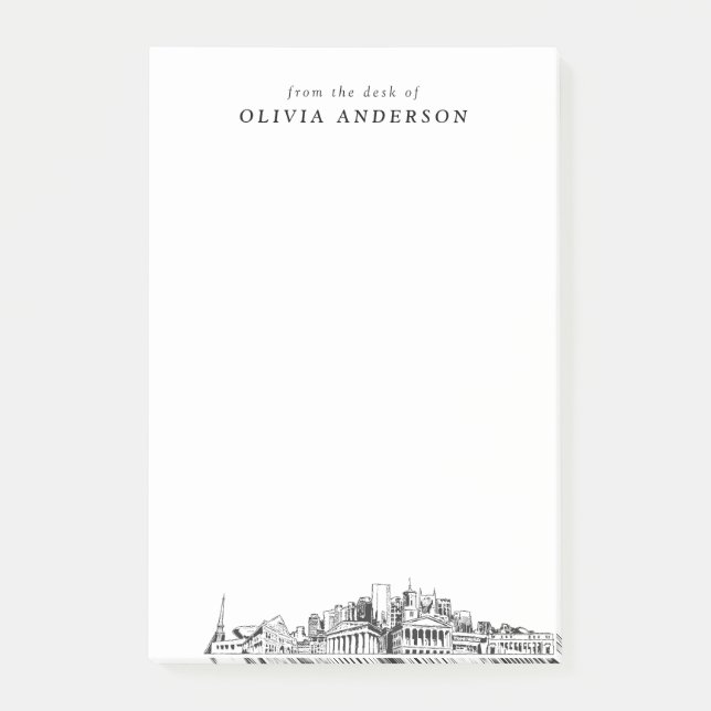 Modern Nashville Professional Gift Personalised Post-it Notes (Front)