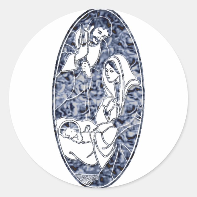 Modern Nativity Art Classic Round Sticker (Front)