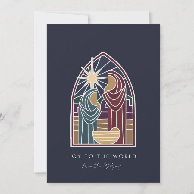 Modern Nativity religious Christmas  Holiday Card (Front)