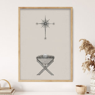 Modern Nativity Wall Art, Christmas Print, Away in Poster