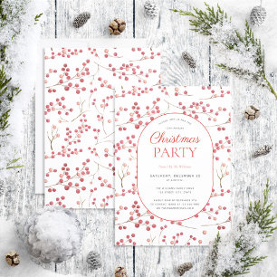 Modern Natural Red Berry Christmas Party Invitation