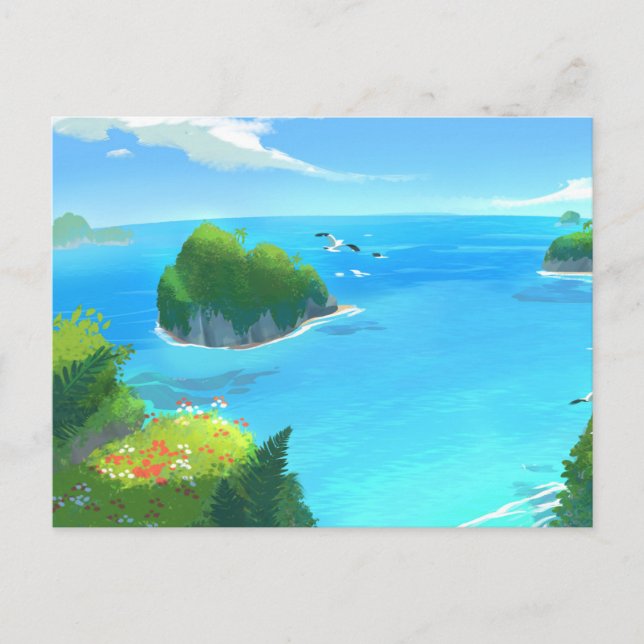 Modern Nature Beach Landscape Postcard (Front)