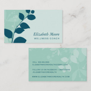 MODERN NATURE botanic foliage leaves mint teal Business Card