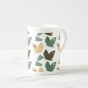Modern Nature Butterfly Botanical Greenery Bone China Mug