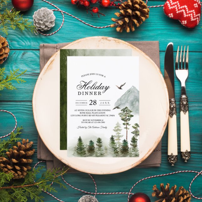 Modern Nature Green Forest | Watercolor Trees Invitation (Creator Uploaded)