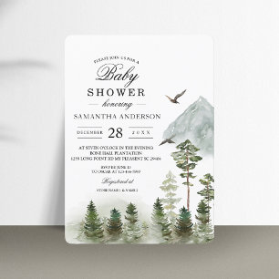 Modern Nature Green Forest   Watercolor Trees Invitation