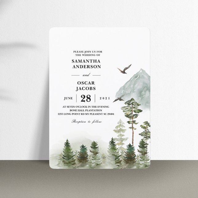 Modern Nature Green Forest | Watercolor Trees Invitation (Creator Uploaded)