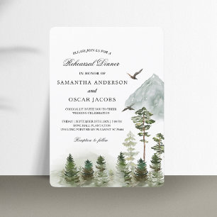 Modern Nature Green Forest   Watercolor Trees Invitation