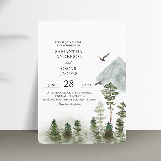 Modern Nature Green Forest | Watercolor Trees Invitation (Creator Uploaded)