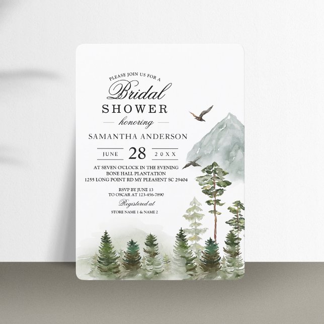 Modern Nature Green Forest | Watercolor Trees Invitation (Creator Uploaded)