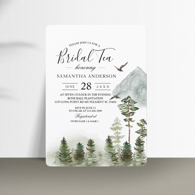 Modern Nature Green Forest | Watercolor Trees Invitation (Creator Uploaded)