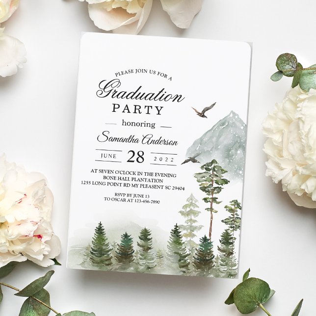 Modern Nature Green Forest | Watercolor Trees Invitation (Creator Uploaded)