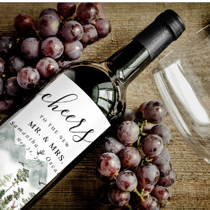 Modern Nature Green Forest   Watercolor Trees Wine Label