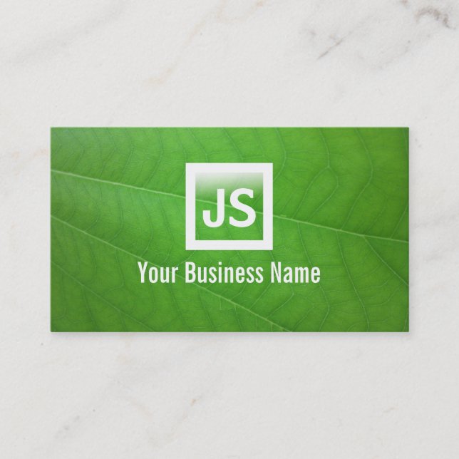 Modern Nature Green Leaves Eco Business Card (Front)