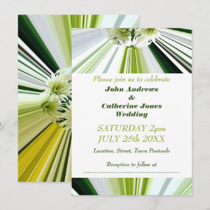 Modern Nature Green White Floral Wedding Invitation