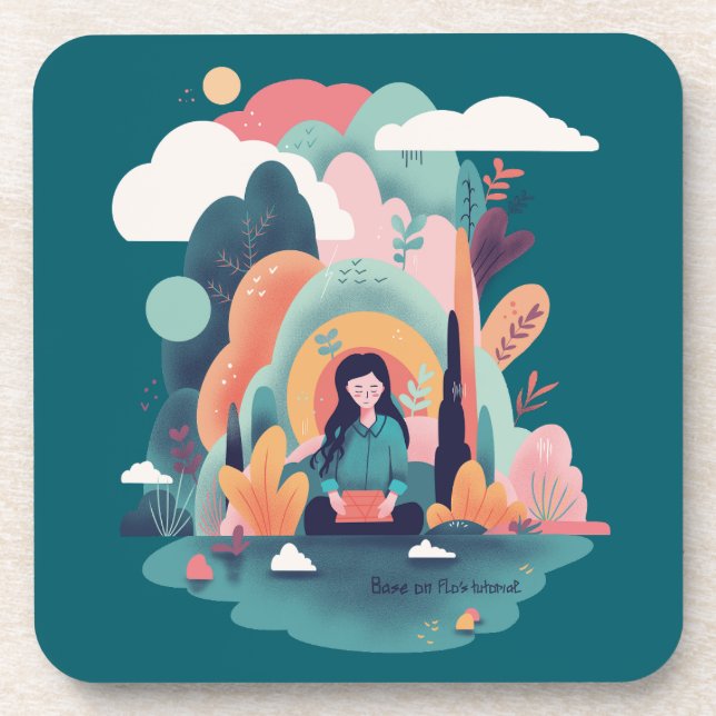 Modern Nature Illustration Art Coaster (Front)