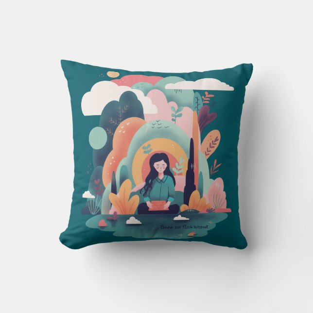Modern Nature Illustration Art Cushion (Front)