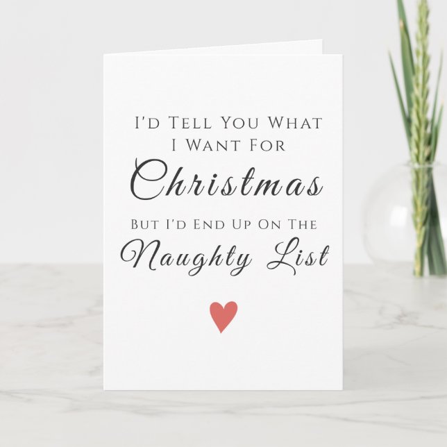 Modern  naughty list  Christmas Greeting Card (Front)
