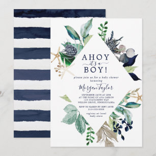 Modern Nautical Ahoy It's A Boy Baby Shower Invitation