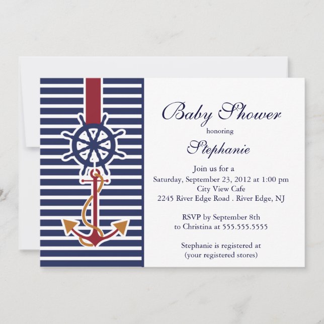 Modern Nautical Anchor Baby Shower Invitation (Front)