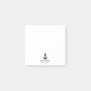 Modern Nautical Anchor Boat Name Custom Post-it Notes