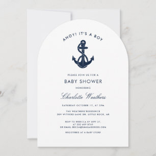 Modern Nautical Anchor Boy Baby Shower Invitation