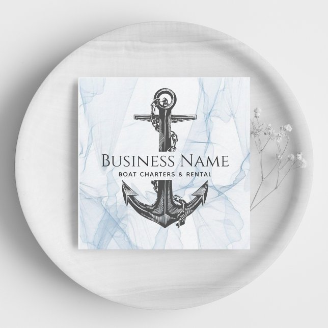 Modern Nautical Anchor & Chain Fishing Sailing     Square Business Card (Creator Uploaded)