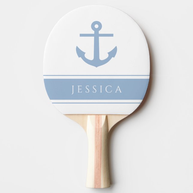 Modern Nautical Anchor Custom Name Ping Pong Paddle (Front)