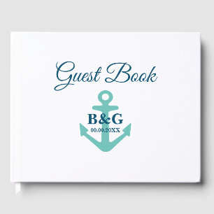 Modern nautical anchor monogram wedding guest book