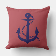 Modern Nautical anchor Navy Blue and Red 