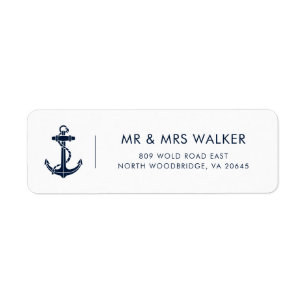 Modern Nautical Anchor Newlyweds Return Address