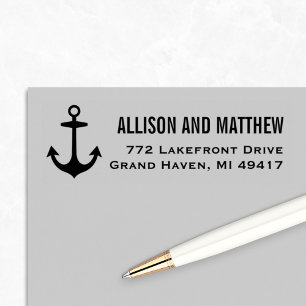 Modern Nautical Anchor Return Address Self-inking Stamp