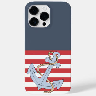 Modern nautical Anchor Striped Blue and red cute Case-Mate iPhone 14 Pro Max Case