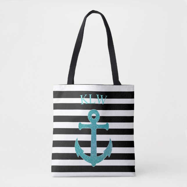 Modern Nautical Anchor Tote Bag (Front)