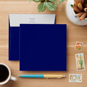 Modern Nautical Anchor Wedding Address Square Envelope