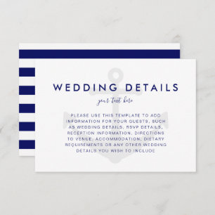 Modern Nautical Anchor Wedding Details Card