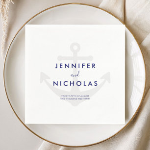 Modern Nautical Anchor Wedding Napkin