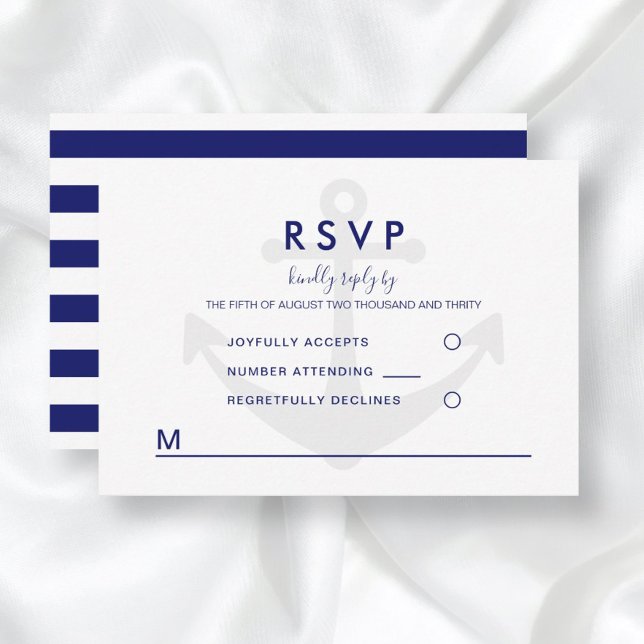 Modern Nautical Anchor Wedding RSVP Card (Creator Uploaded)