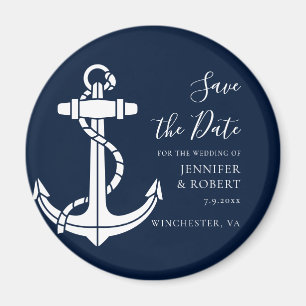 Modern Nautical Anchor Wedding Save the Date Magnet