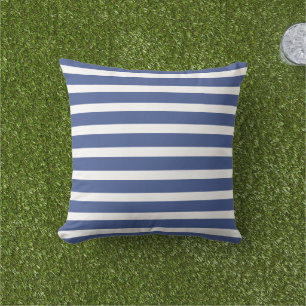 Modern Nautical Blue and White Stripes Cushion