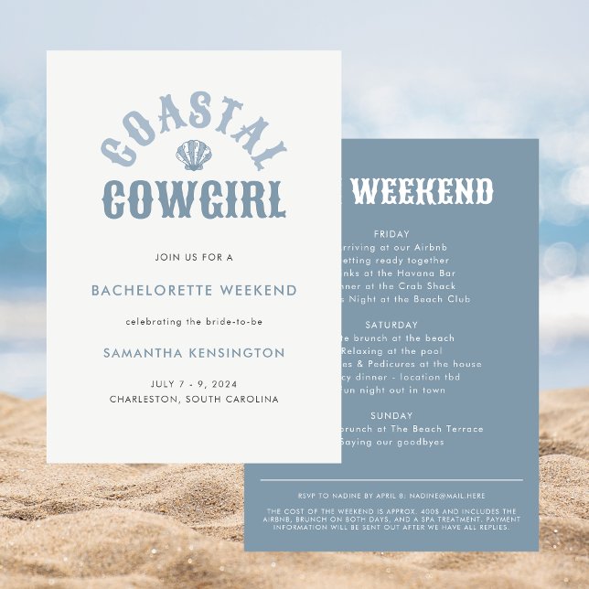 Modern Nautical Blue Coastal Cowgirl Bachelorette Invitation (Creator Uploaded)