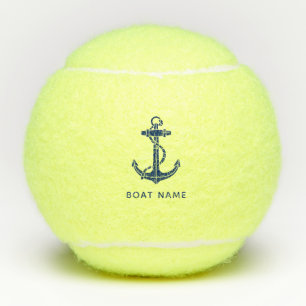 Modern Nautical Boat Anchor and Name Custom Cruise Tennis Balls