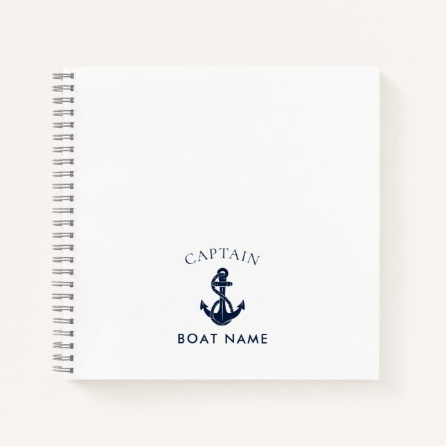 Modern Nautical Boat Anchor Captain Notebook (Front)