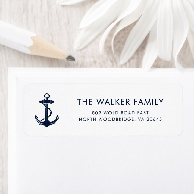Modern Nautical Boat Anchor Family Return Address (Insitu)