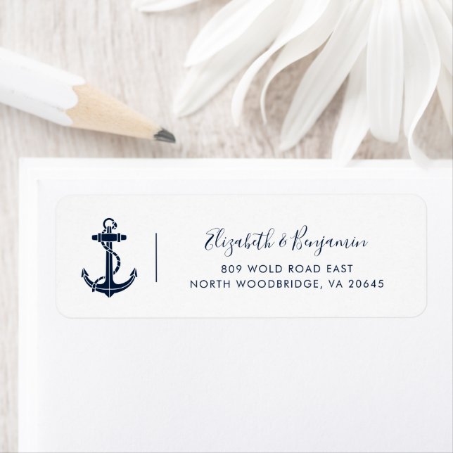 Modern Nautical Boat Anchor Return Address (Insitu)