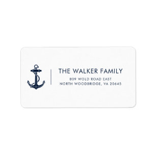 Modern Nautical Boat Anchor Return Address Label