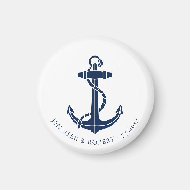 Modern Nautical Boat Anchor Wedding Swag Magnet (Front)