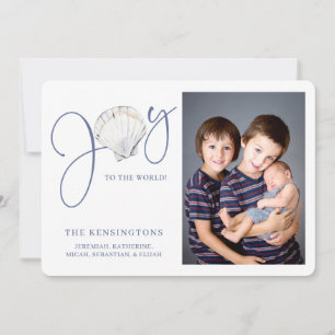 Modern Nautical Christmas Joy Holiday Photo Card